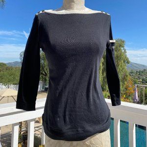 Lauren Ralph Lauren black and white top with 3/4 sleeves